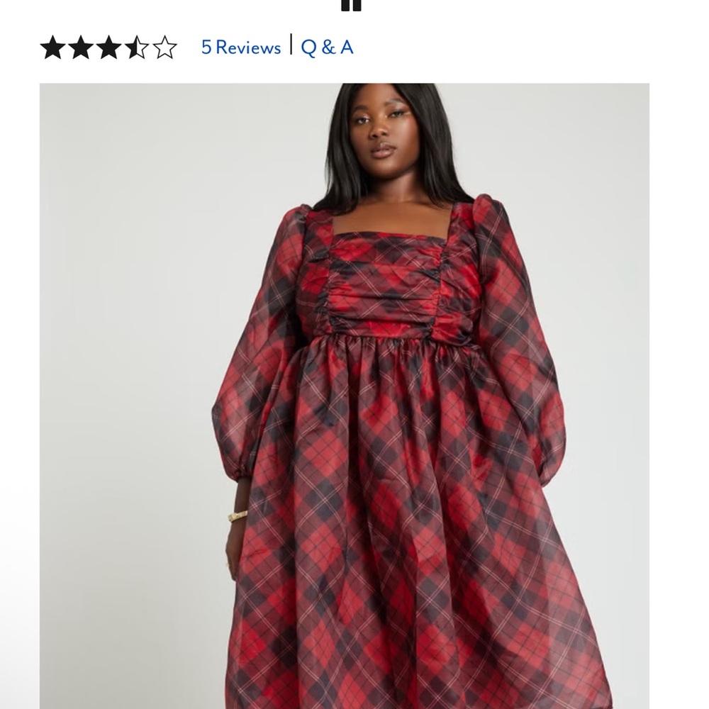 Eloquii Red and Black Plaid dress
